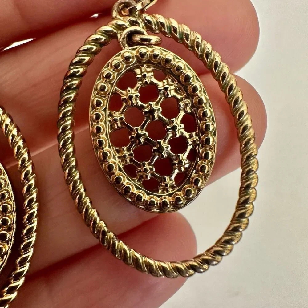Gold tone oval earrings